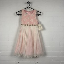 Couture Princess Dress Girls 5 Embroidered Floral Pink Knee Length Beaded
