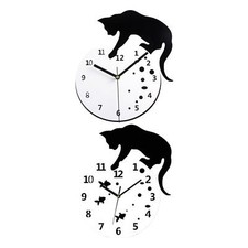 Cat Wall Clock Black Arabic