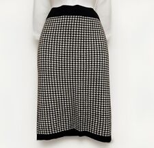 LADIES UK 14 Knit SKIRT BLACK WHITE DOGTOOTH HOUNDSTOOTH CHECK PENCIL STRAIGHT