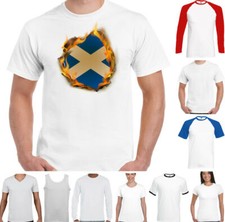 Scotland T-Shirt Mens Rugby Football Flag Flames Scottish St Andrews Day Saltire