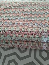  New hand crocheted Large Chunky  Lap blanket/throw 35 X 46 Inch Pastel Mix