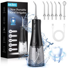 SEJOY Water Flosser Cordless 5 Mode Oral Irrigator 6 Jet Tips Pick Teeth Cleaner
