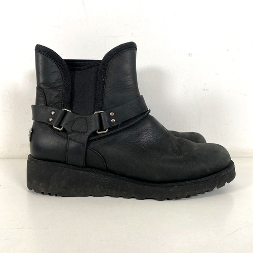 Ugg glen black leather - leather, low