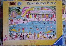 Ravensburger 1000 piece jigsaw puzzle. Flamingo Park by Angela Holland. Used.