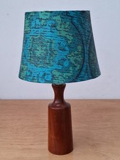 Vintage Retro Mid Century 50s 60s Teak Lamp Original Plastic Green Blue Shade