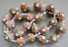 LOVELY, EARLY, VINTAGE VENETIAN WEDDING CAKE GLASS NECKLACE