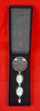 HAND HELD METAL MAGNIFYING GLASS / BRASS FINISH / ORNATE - BOXED!