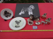Miniature German Schnauzer Dog / Puppy Figures, Plates, Place Mat Lot #245