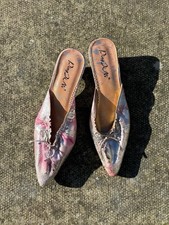 Brand new Y2K Kitten Heels Mules Pink Silver Texture 00s Style Leather shoes 