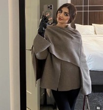 ZARA NEW WOMAN FW24 BNWT SHORT CAPE COAT BROWN TAUPE L/XL Ref 2756/002