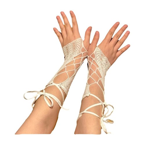 Thin fingerless gloves lace - gloves,