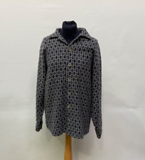 Watsons Heavies Wool Blend Jacket Size M/L - Navy & Grey Pattern Collared