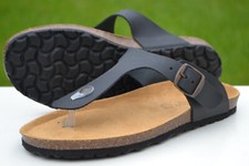 LOLA GONZALEZ Ladies Toe-Post Sandals Black Leather UK 5 / EU 38 Made In Spain