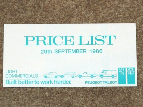 1986 peugeot talbot light - talbot,
