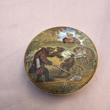 Victorian Prattware Bear's Grease pot lid pattern #9 "Bears At School"