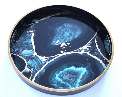 Round agate theme black coffee - black,