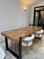 Natural/Black Jefferson Solid Wood Pine 8 Seater Dining Table