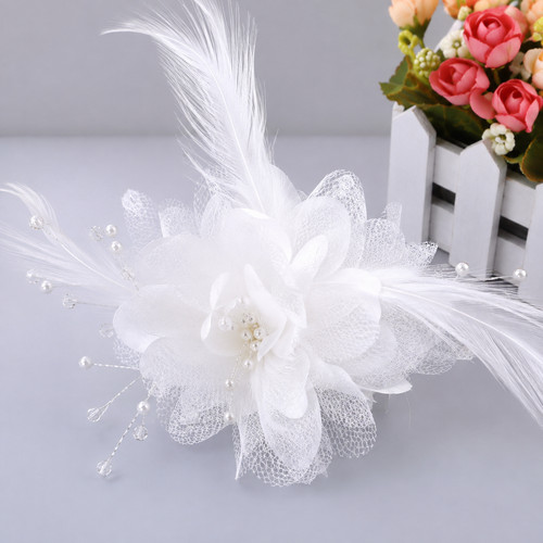 Flower feather fascinator - flower, hair