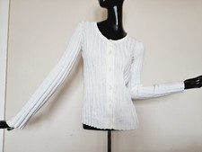 Singh Madan By Heine Ivory Off White 100% Cotton Ribbed Cardigan D38 It44 Uk12