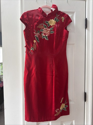 Red cheongsam dress women - cheongsam,