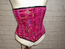 PINK GOLD SILK UNDERBUST HOURGLASS LACE UP CORSET 24 IN WAIST 10 – 12 NEW