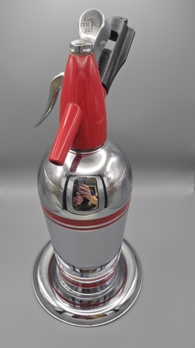 Chrome and red soda siphon - soda,