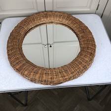 IKEA Vienna Vintage Wicker Cane Wall Mirror Boho Bamboo Bathroom Cloakroom