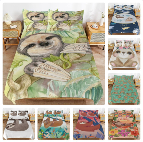 Cozy sloth print - print, duvet