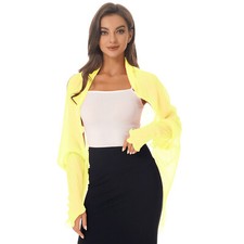 UK Women's Sheer Chiffon Long Sleeve Sun Protection Cardigan Bolero Shrug Tops