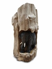 Tree Trunk Carving Elephant