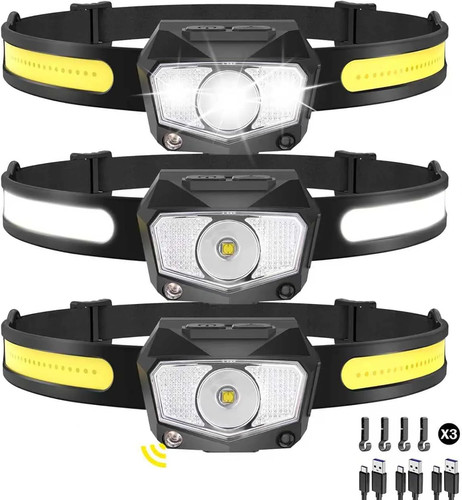 Headlamp rechargeable 3pack - headlamp,