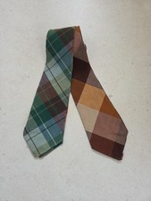 Vintage Cravat  Wool Made in Scotland Red Green Brown Tartan Plaid