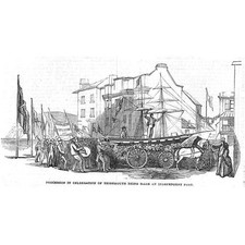 TEIGNMOUTH Celebration of the Port being made Independent - Antique Print 1852