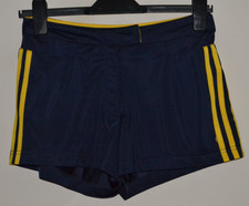Vintage 2002 adidas Navy Blue & Yellow Polyester Sports Shorts Women's Size 10
