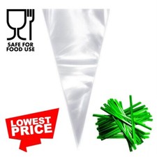 Cellophane Cone Sweet Bags Clear Plastic Cello Small Large Party Gifts with Ties