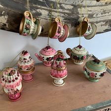 Rose Ball Vintage Tea Party Christmas Tree Decoration Gisela Graham Teapot Cup