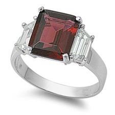 Red CZ Elegant Solitaire