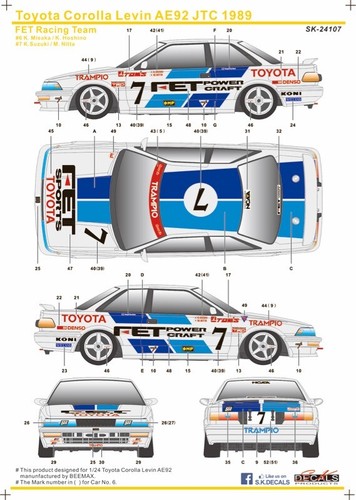 Decal fet toyota levin - 1/24,