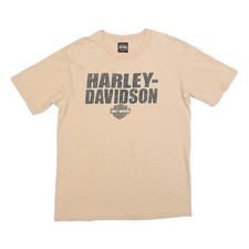 HARLEY DAVIDSON Mens Beige Vintage Graphic T-Shirt S Short Sleeve Crew Neck