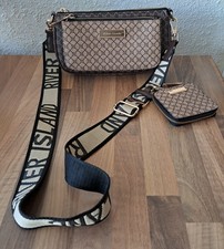 River Island Crossbody Monogram Beige Brown Hand Bag + Purse Beige Brown New 