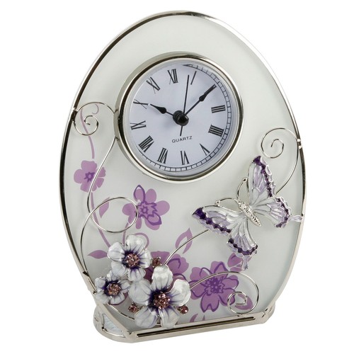 Oval glass purple butterfly - oval,