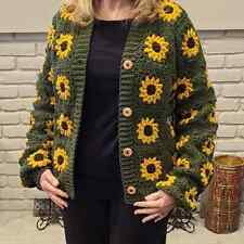 Crochet Pattern copy Ladies Granny square 1 ptal flower cardigan 40 - 70"  670AJ