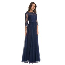 Chi Chi London Navy Lace Saskia Maxi Embroidered Sleeves Dress   Navy