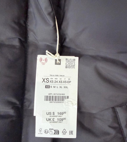 Zara black long quilted - black,
