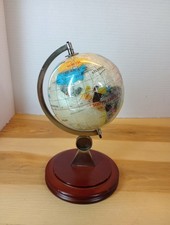 Gemstone Globe PaperWeight Mother Of Pearl Backing Gemstone 4 Every Country 8.5"