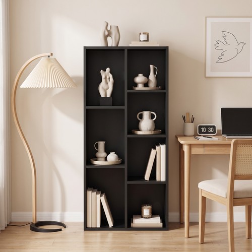 Black cubes wooden bookcase - black,
