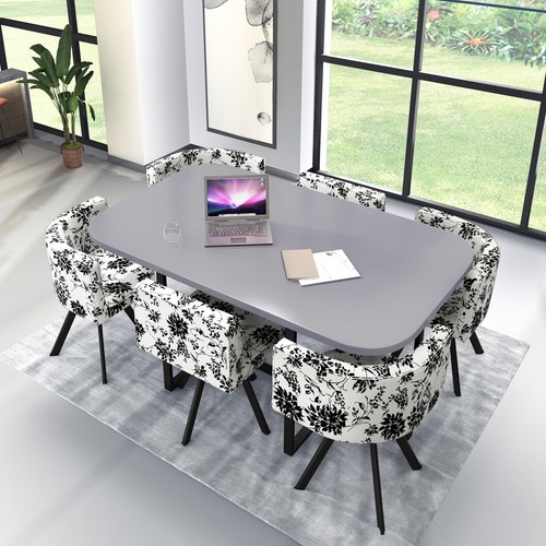White wooden dining table - white, &