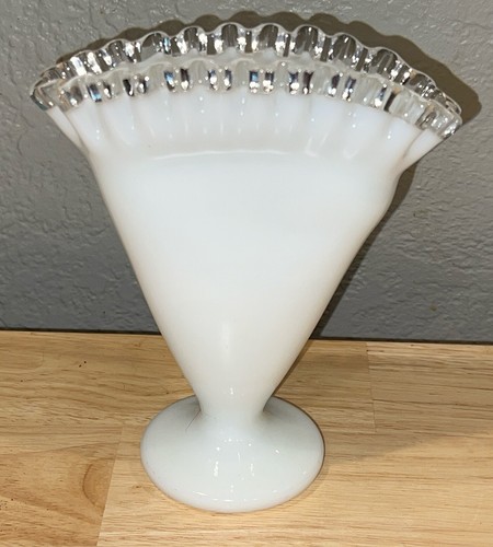 Fenton milk glass silver crest - fenton,
