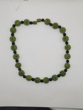 “Antique Chinese Hand-Carved Green Nut Bead Necklace – Early 20th Century”