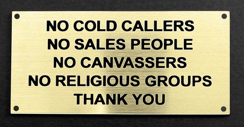 Engraved sign no cold - sign,